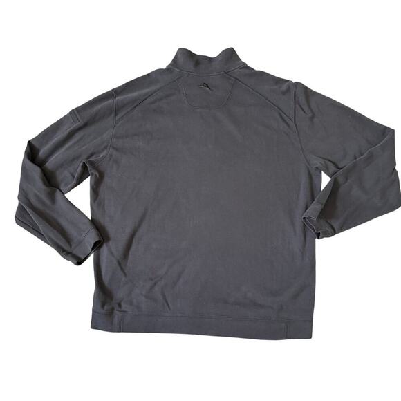 Tommy Bahama XL 100% Pima Cotton Quarter Zip Pullover Sweatshirt Gray Coastal - Picture 2 of 10